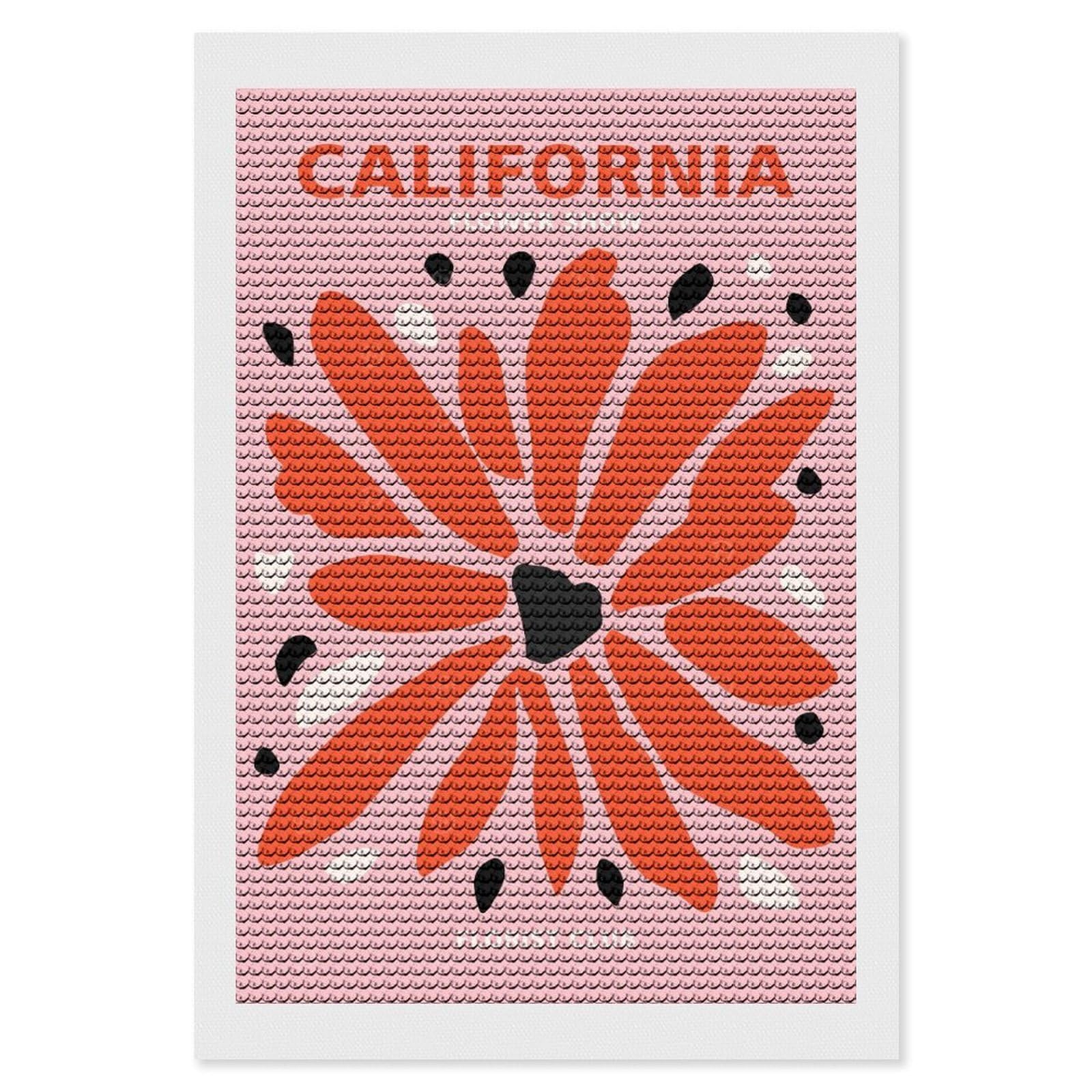 Junmoney California Florist Club Diamond Art Kit 8"x12", Creative Leisure Activity, Complete Accessories, Vintage Style Decor, for Women