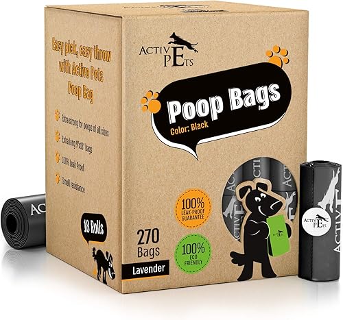 Active Pets Bolsas de basura para perros extra gruesas con aroma a lavanda, a prueba de fugas y fáciles de rasgar para eliminar excrementos