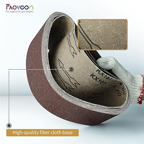 Miniatura 6 de Bandas de lijado de 3 x 21 pulgadas para carpintería, 18 piezas de papel lijadora de banda para lijadora de banda (3 unidades de cada grano 60, 80,
