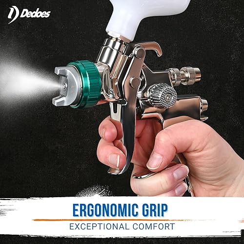 Miniatura 7 de Dedoes - Pistola pulverizadora HVLP de 1,3 mm con taza de plástico de 600 ml - Herramientas de pintura fáciles - Pulverizador de pintura de grado
