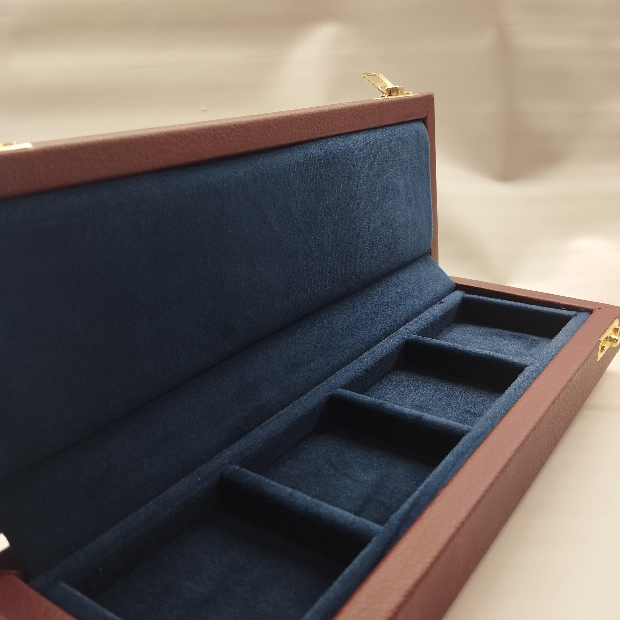 Cofanetto per monete da collezione 4 caselle 47x47 mm in legno e velluto, numismatica, Made in Italy artigianale, Coins&More