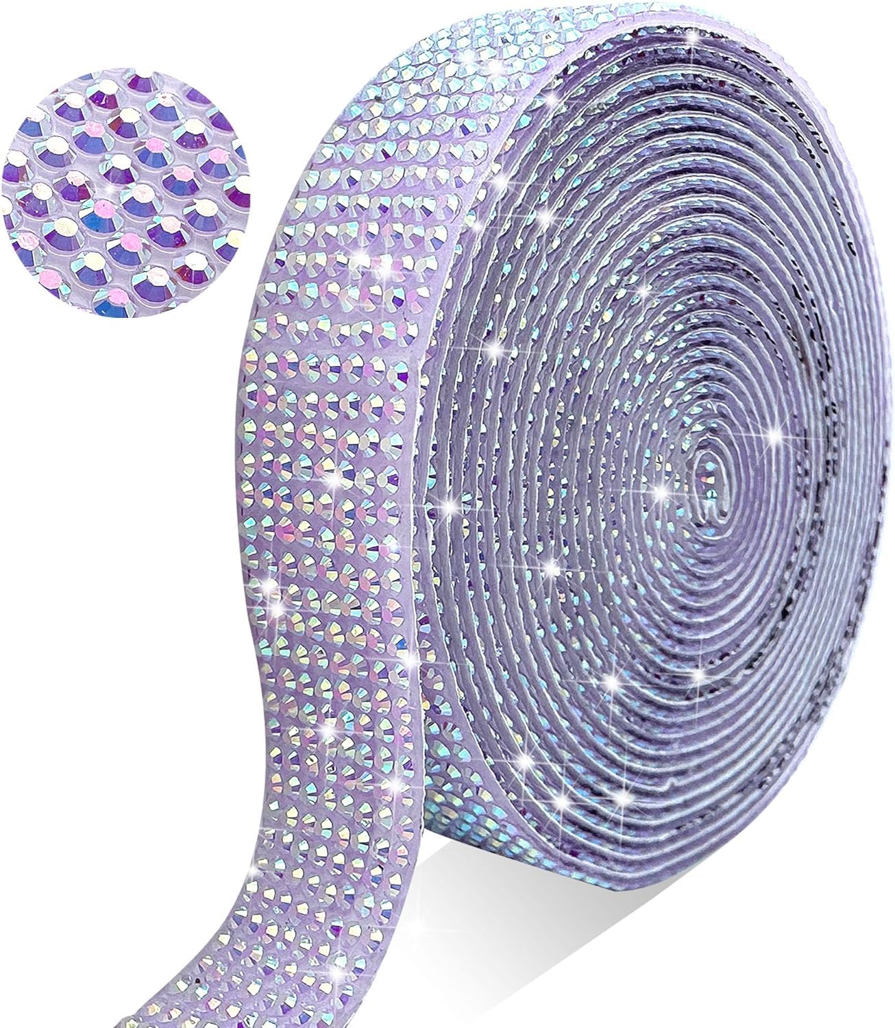 Self Adhesive Black AB Rhinestone Ribbon Crystal Strips,Bling Resin Rhinestone Ribbon Diamond Gems Sticker for DIY Crafts,Wedding,Halloween Christmas Party (Violet AB)