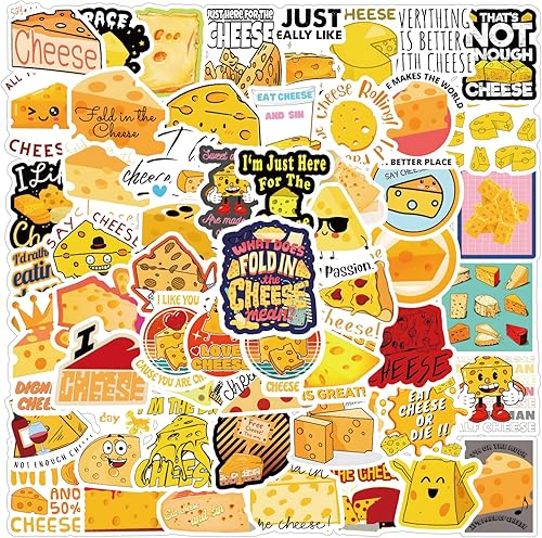 67PCS Cheese Dairy Food Cute Cartoon Waterproof Vinyl Stickers for Kids Girls Boys Teens Adults for Water Bottles Laptop Suitcase for Birthday Party