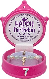 Happy 7th Birthday Bracelet Blue, 7th Birthday Crown Box, Girl 7th Birthday, Birthday Jewelry for 7 Year Old Girl, 7th Birthday Charm Bracelet, 7 Yr Old Birthday Gift for Girl, 7th Birthday Princess