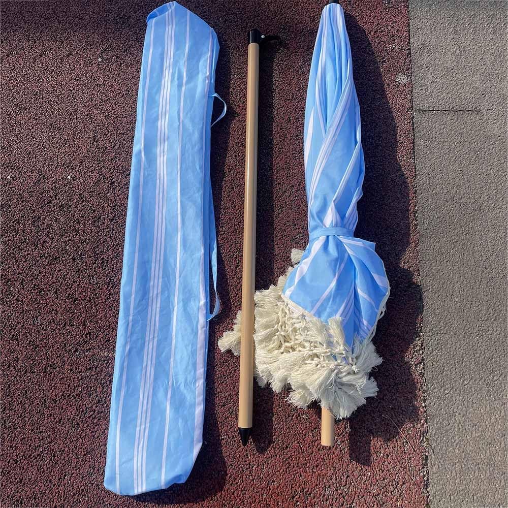 200 cm, odchylany parasol ogrodowy, w stylu boho, na plażę, taras, z frędzlami, przenośny, z torbą do przenoszenia, na balkon, basen, plażę, ochrona przed słońcem
