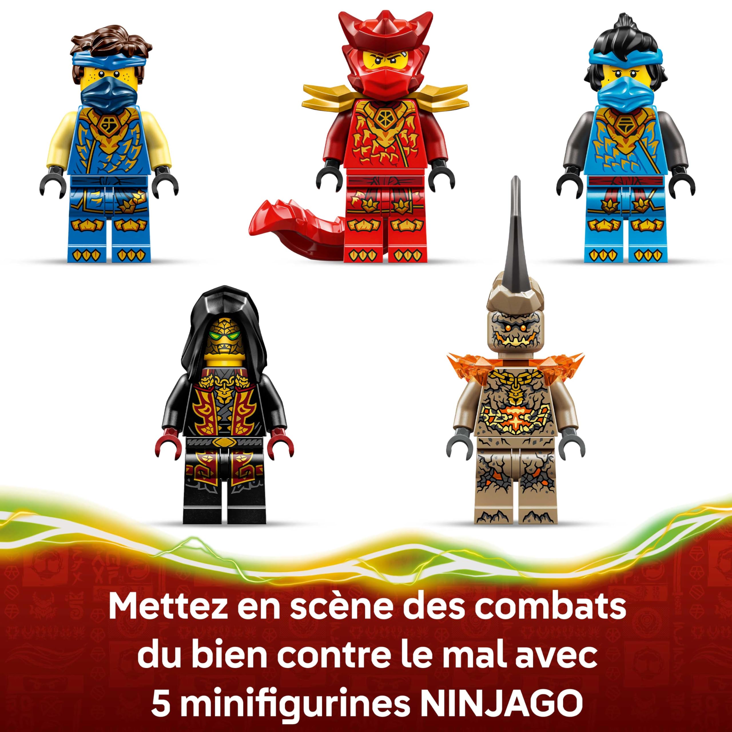 LEGO Ninjago 2-en-1 La Voiture Transformable de Jay - Camion Ninja avec 5 Minifigurines Dont Kai & NYA - Shurikens & Sabres - Cadeau d'anniversaire pour Garçon dès 8 Ans & Fans 71856