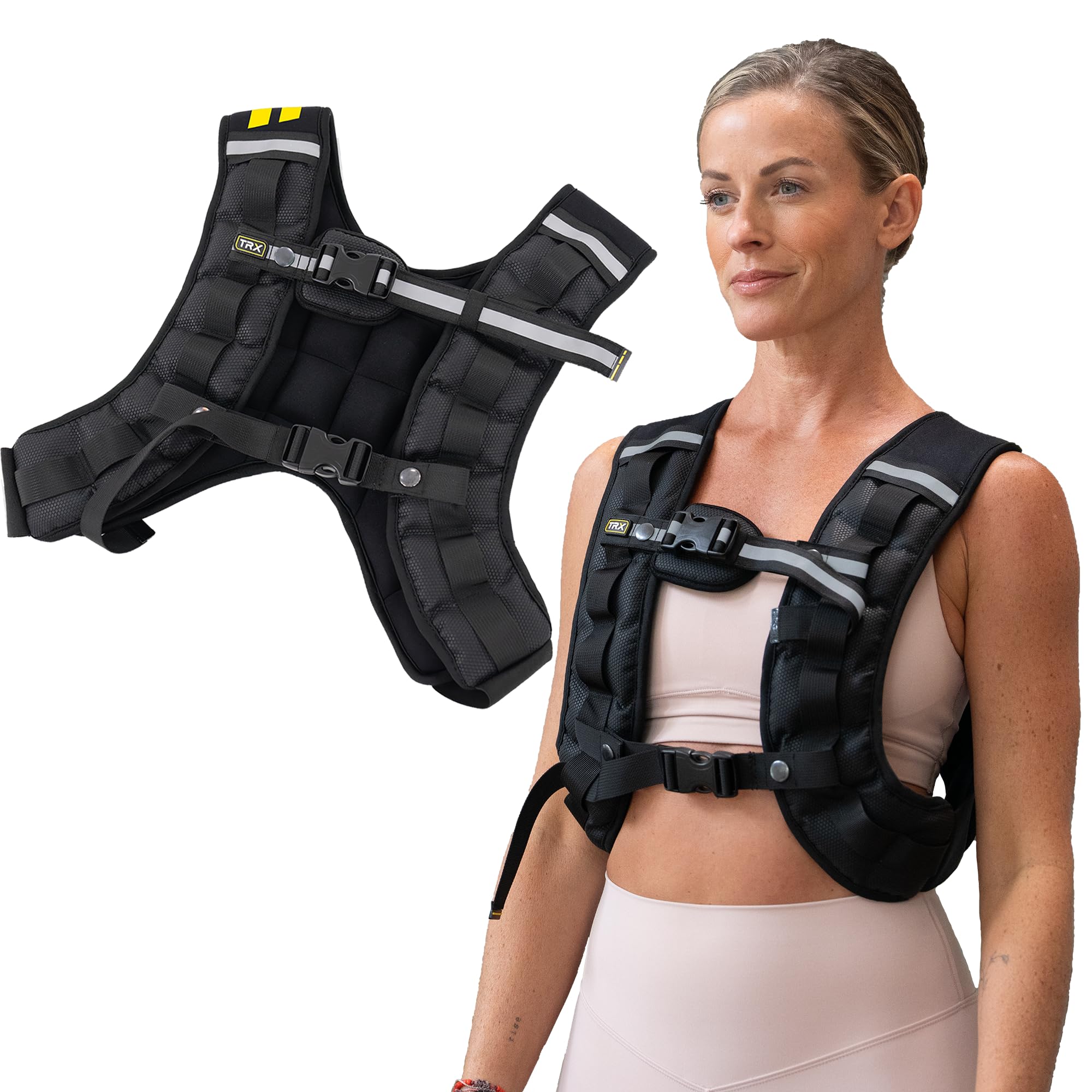 TRX HexGrip Weight Vest - 10 lb Adjustable Weight Vest for Strength Training & Running, Breathable Workout Vest for Fitness, Muscle Building,