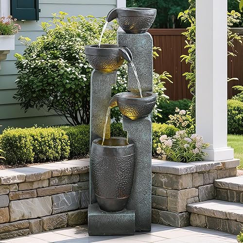 Fuente de agua para jardín, 40 pulgadas, fuente de agua para uso al aire libre en patio, jardín, patio trasero y decoración del hogar