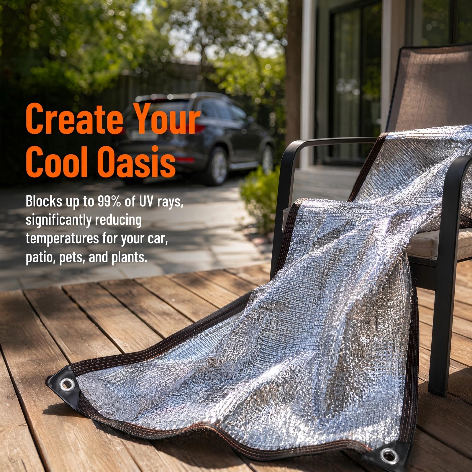 Paño de Sombra de Aluminio Reflectante 99% con Ojales,Aluminio Resistente para automóviles,Tela de protección Solar con protección UV para Patio al Aire Libre,Invernadero,Patio (3x5m)