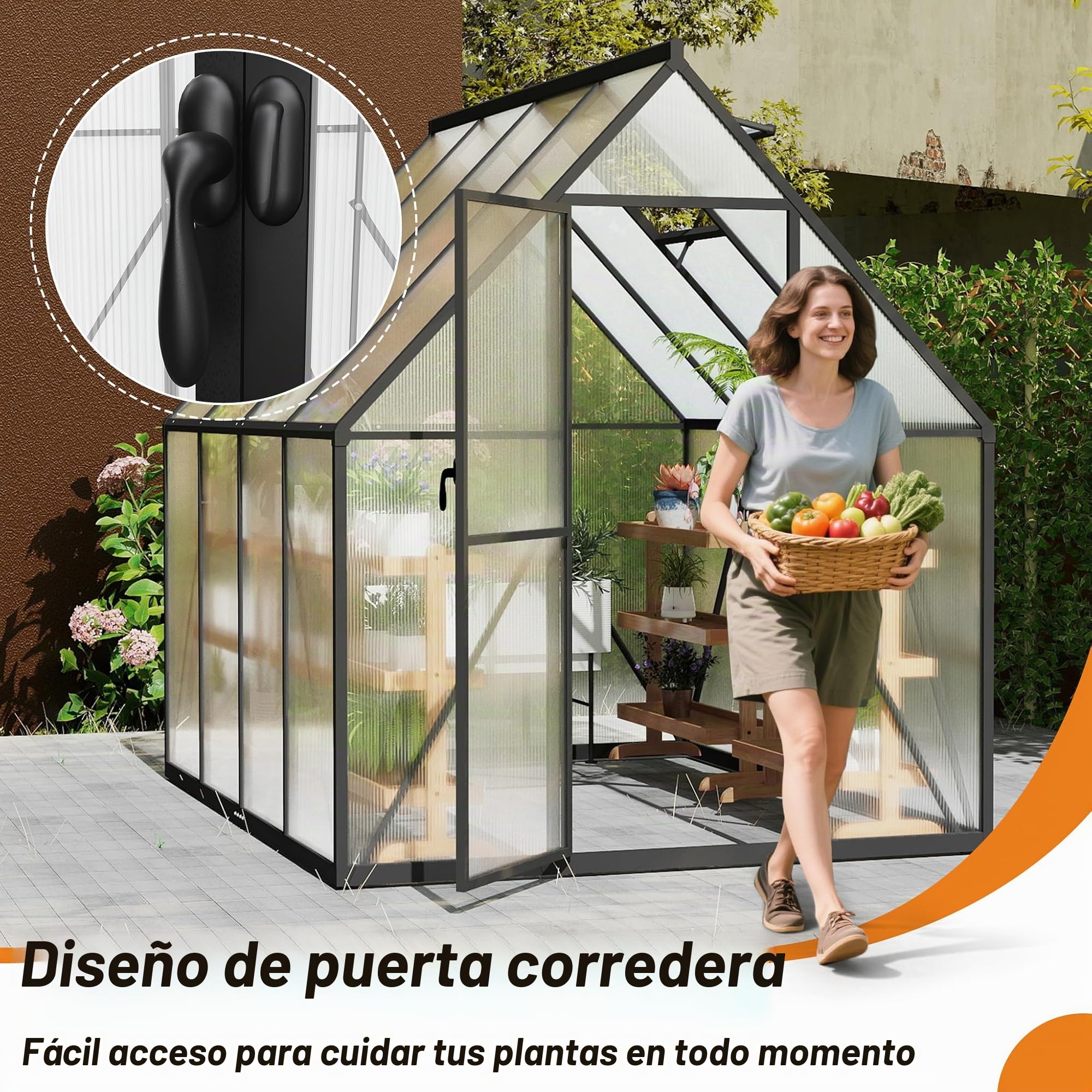 Aufun Invernadero Premium de aluminio, 4,14 m², invernadero de jardín con base de 6 cm y placa de policarbonato de 4 mm, invernadero, casa para tomates, caseta de jardín, resistente a los rayos UV