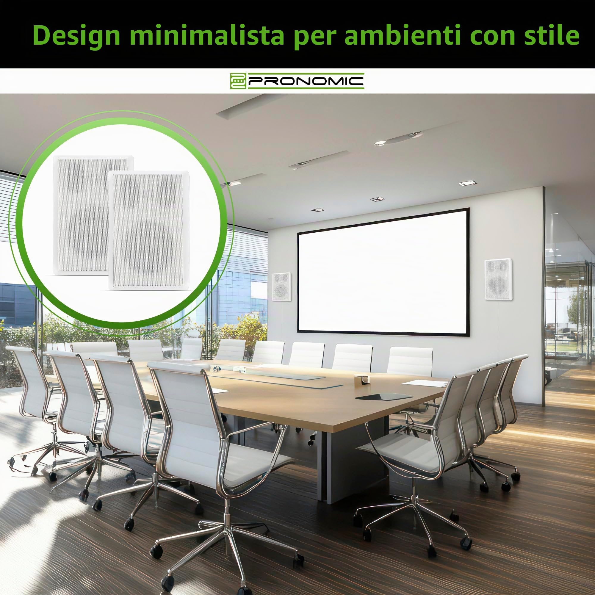 Pronomic FLS-540E WH Coppia Diffusori Flatpanel da Parete bianchi | Diffusori HiFi a pannello 2 vie, Ideali per un elegante montaggio fisso a parete, Suono bilanciato, Impedenza: 8 Ohm, 5" (12