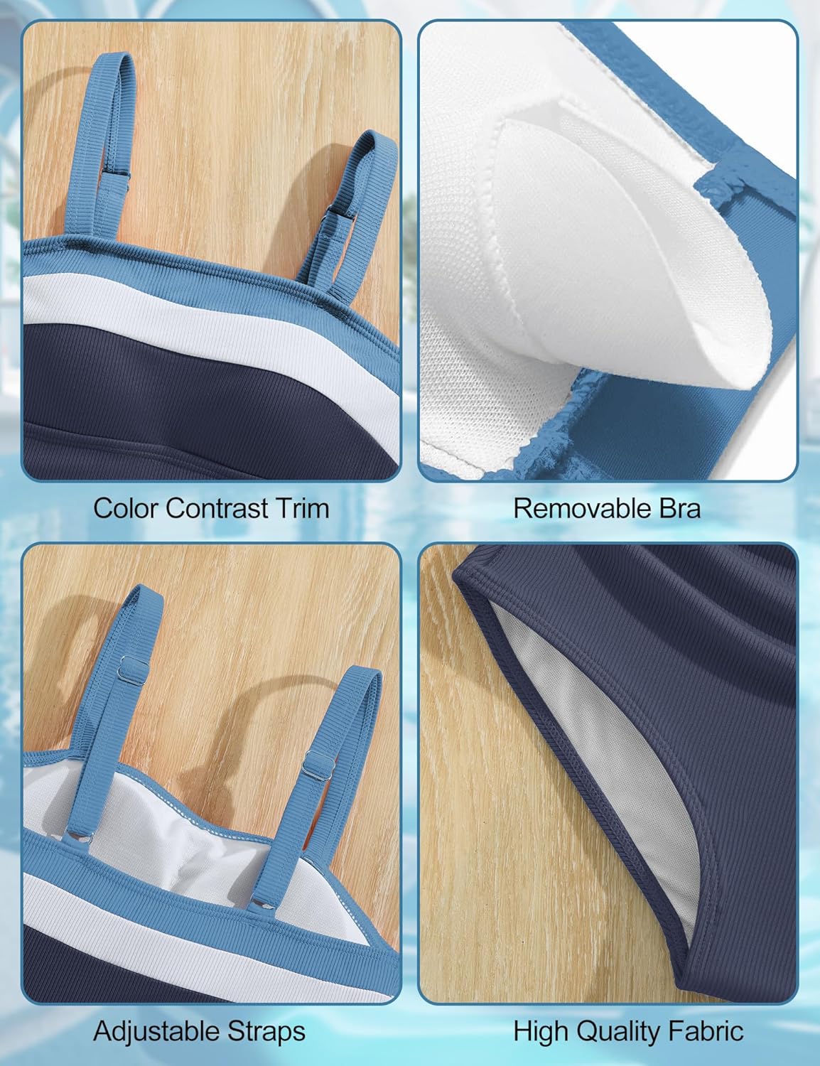 Girls Swimsuit One Piece Bathing Suits Color Block Swim Suit Adjustable Strap Summer Girl's Swimwear 7-16Y - Image 5