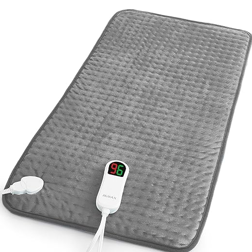 Extra Large Heating Pad for Back Pain Relief & Cramps - King Size Heat pad 17" x 33" with 10 Heat Settings 6 Timer Auto Shut Off - Upgrade Hot Pad Washable (Grey)