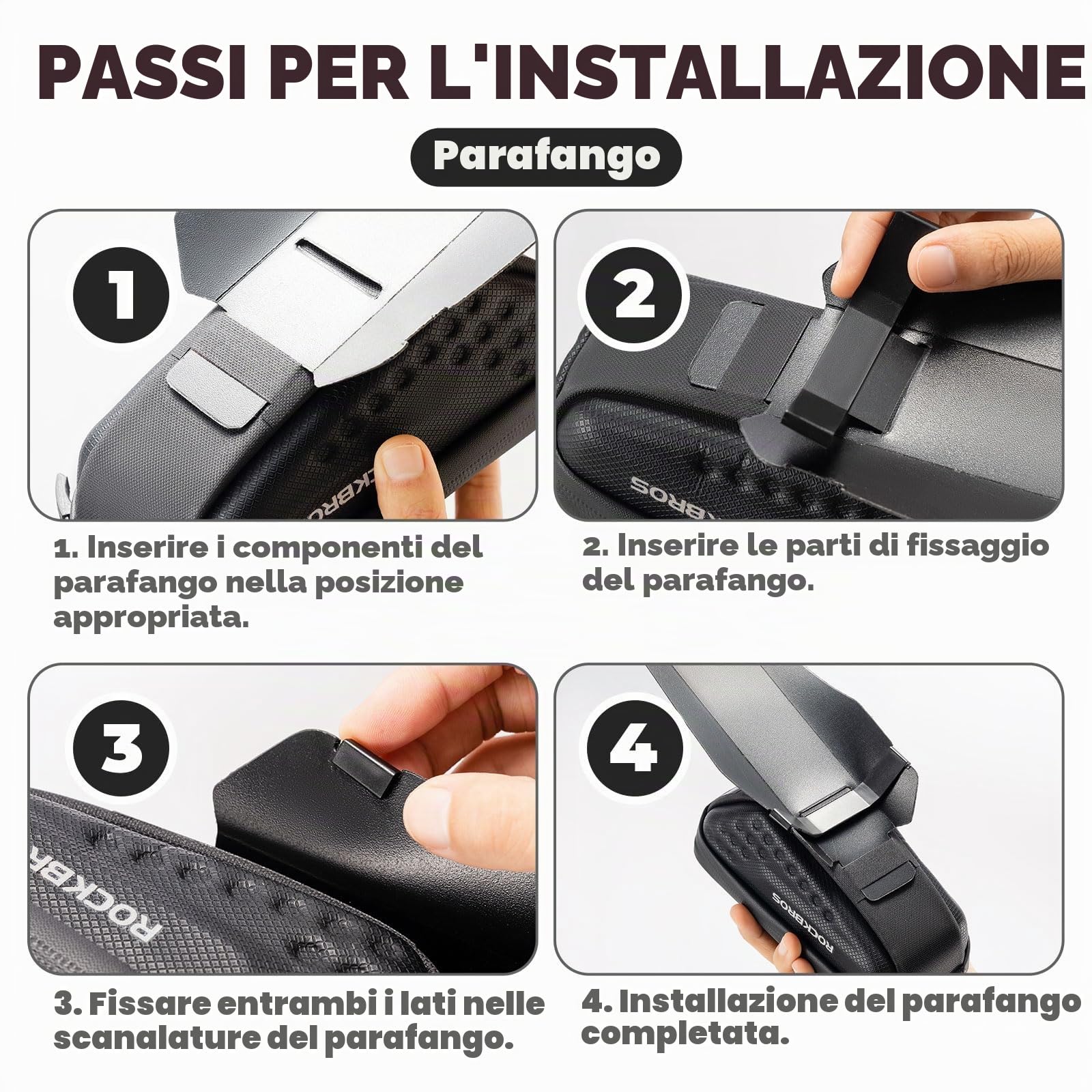 ROCKBROS Borsa Bici Sella Borse Sottosella Posteriore Bicicletta MTB Strada Grande Capacità 1.3L Rigido con Parafango Striscia Riflettente Accessori per Ciclismo, Nero
