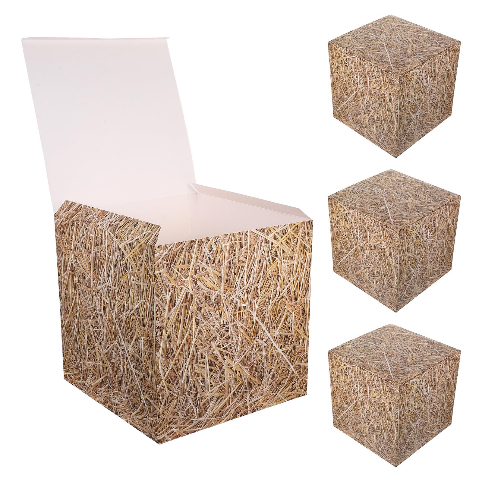 Scatole di Balle di Fieno Finto 28X28 CM Set da 4 Pezzi Decorazioni per Feste Country Western e Matrimonio Tema Fattoria Decorazioni di Paglia da Cowboy per Allestimenti Autunnali