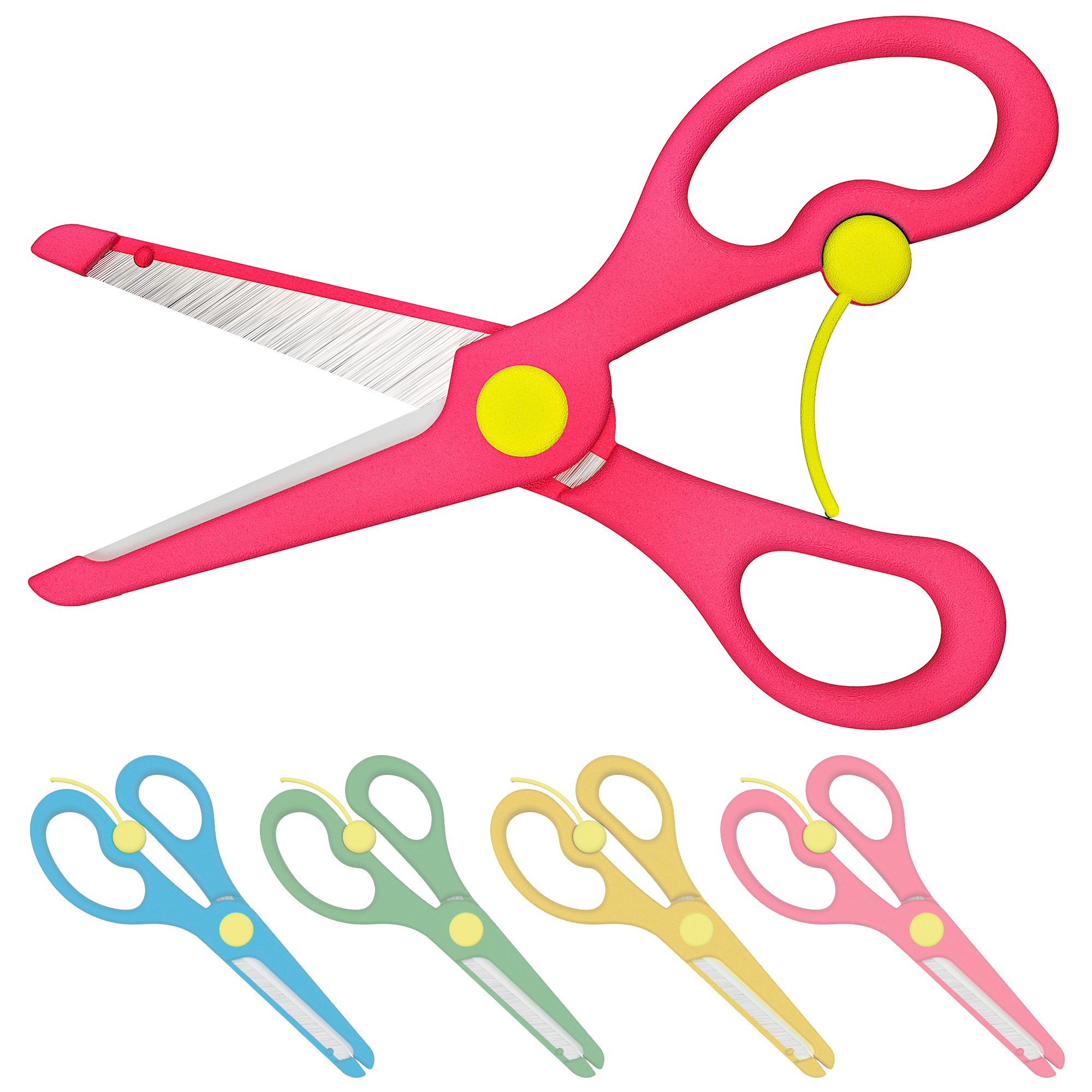 Scissors with Safety Device | Pink Scissor for Kids with Metal Blade and Plastic Coating | Suitable for Ages 1 and Up