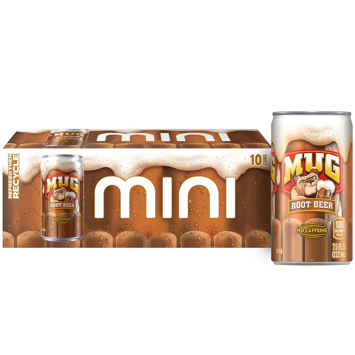 Mug Root Beer Soda, 7.5 Ounce Mini Cans, 10 Pack Root Beer 7.5 Fl Oz (Pack of 10)