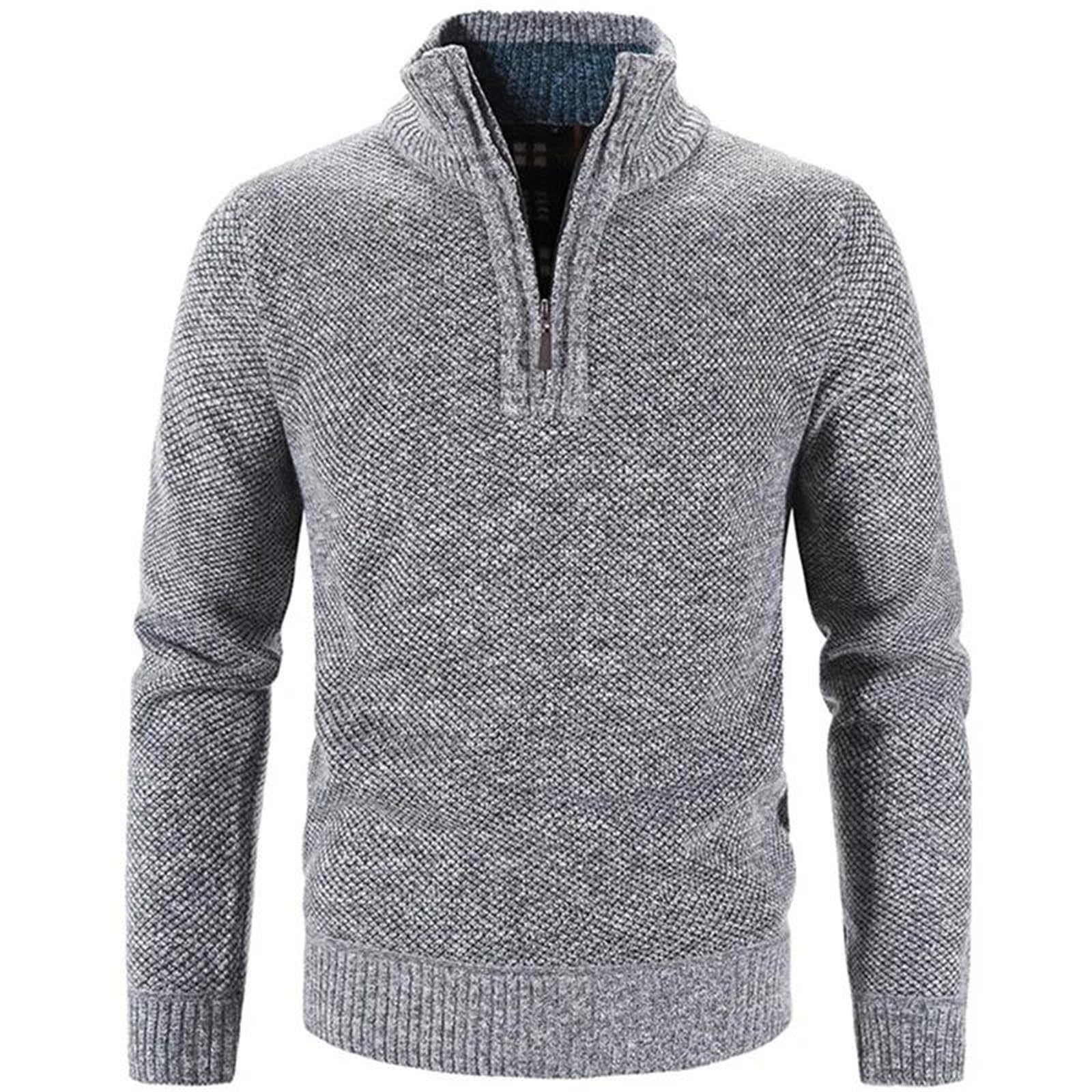 Autunno e Inverno Addensato Maglione Lavorato A Maglia Pullover Tinta Unita Cerniera Collo Alto Slim Casual Maglione per Gli Uomini
