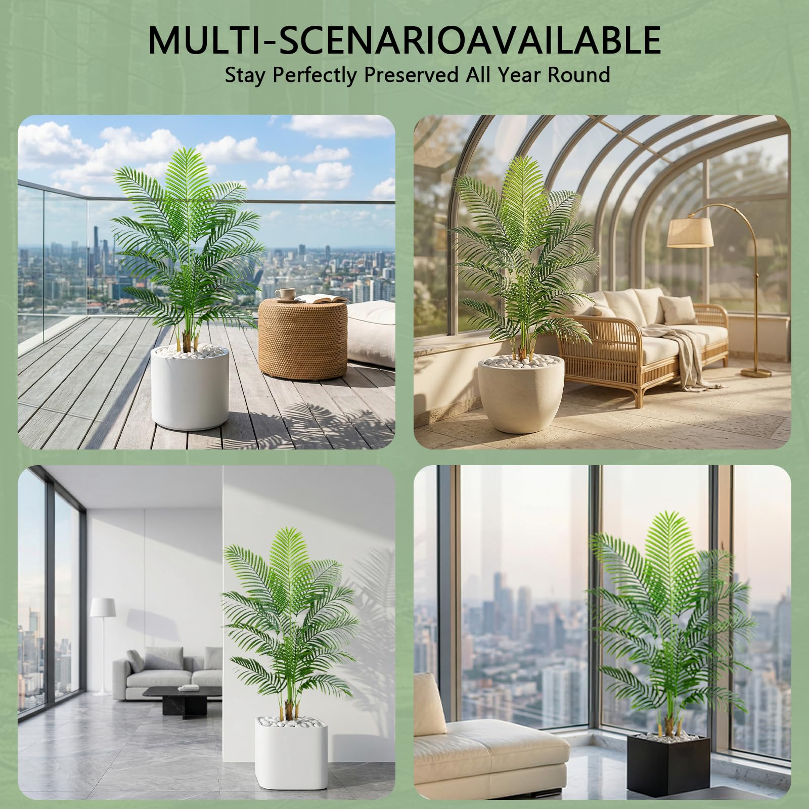 Künstliche Pflanzen 120cm, Kunstpflanze Palme Groß im Schwarzer Topf | Kunstpalme mit 13 Blätter | Kunstpflanzen wie echt für Zimmer Wohnzimmer Schlafzimmer Büro Balkon Innen Dekoration