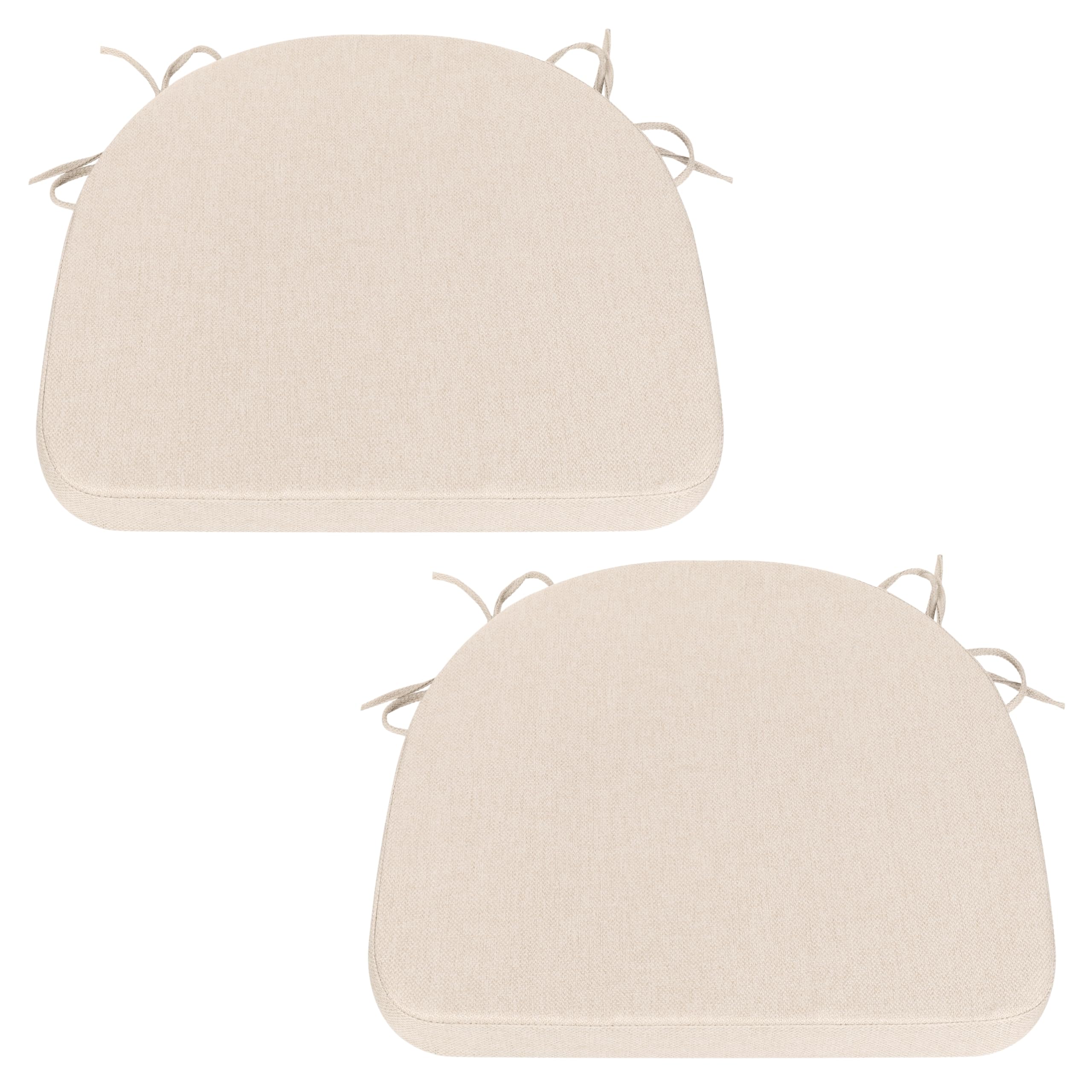 Comfortable Chair Cushions - 44x43x5cm Thick Foam Padding with Removable Cover and Secure Ties - Durable Seat Pad for Indoor/Outdoor Home, Patio, Garden - Portuguese Premium Fabric (Beige, Pack of 2)