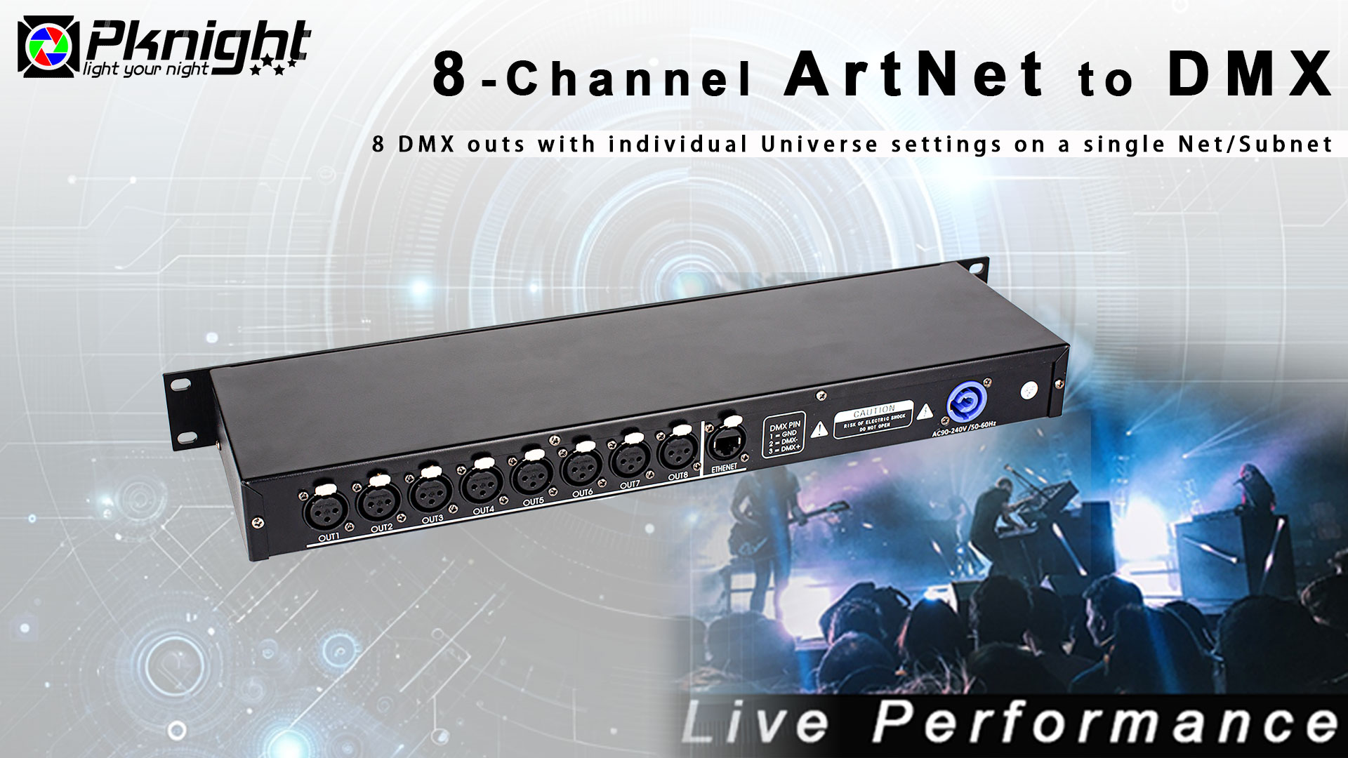 Amazon.com: Pknight 8-Universe Output-Only ArtNet to DMX512 1U