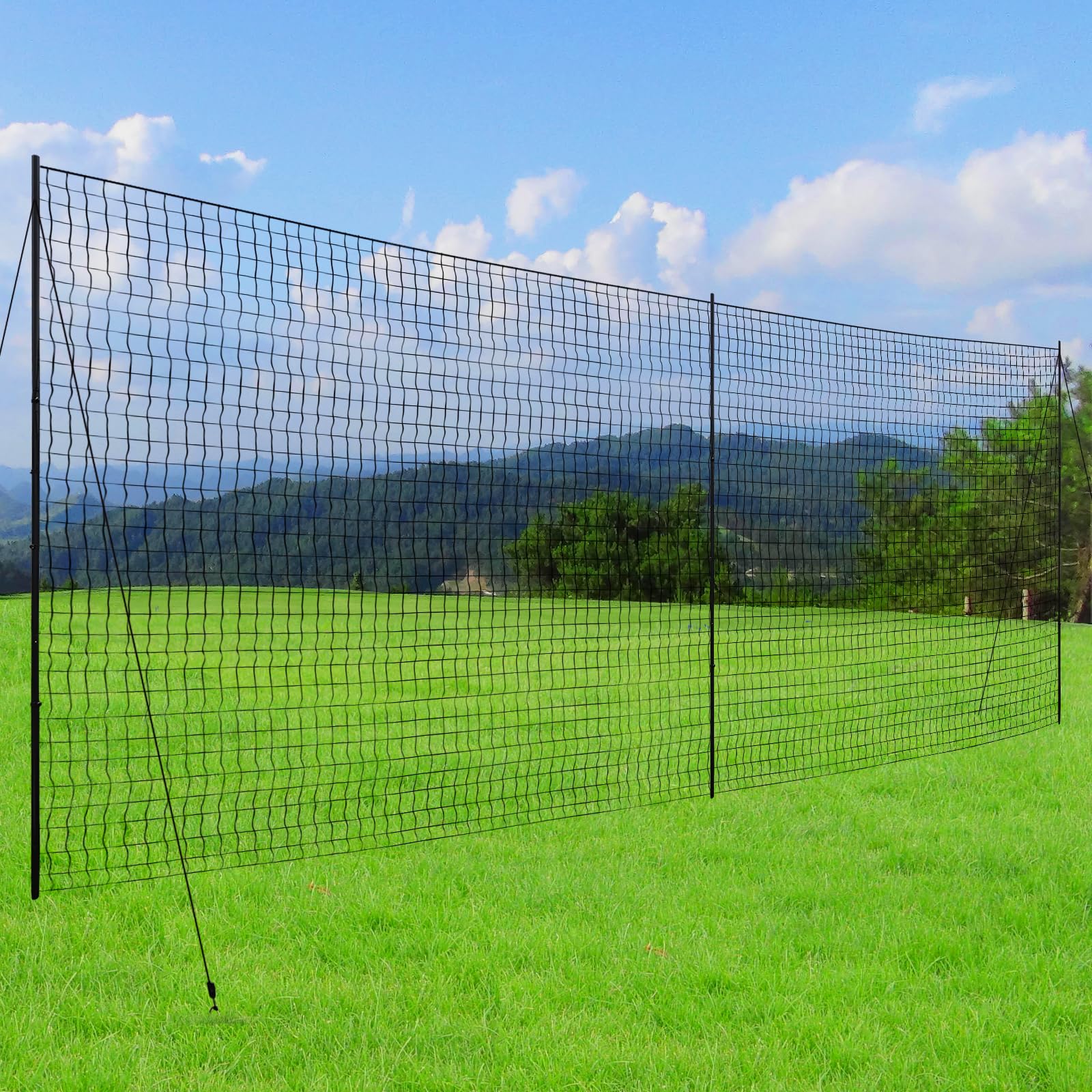 VANCL Ball Stop Net System with Wheels Movable Socketed Ball Stop Net Sports Netting Backyard 10FT to 12FT High Backstop Net for Barrier with Post