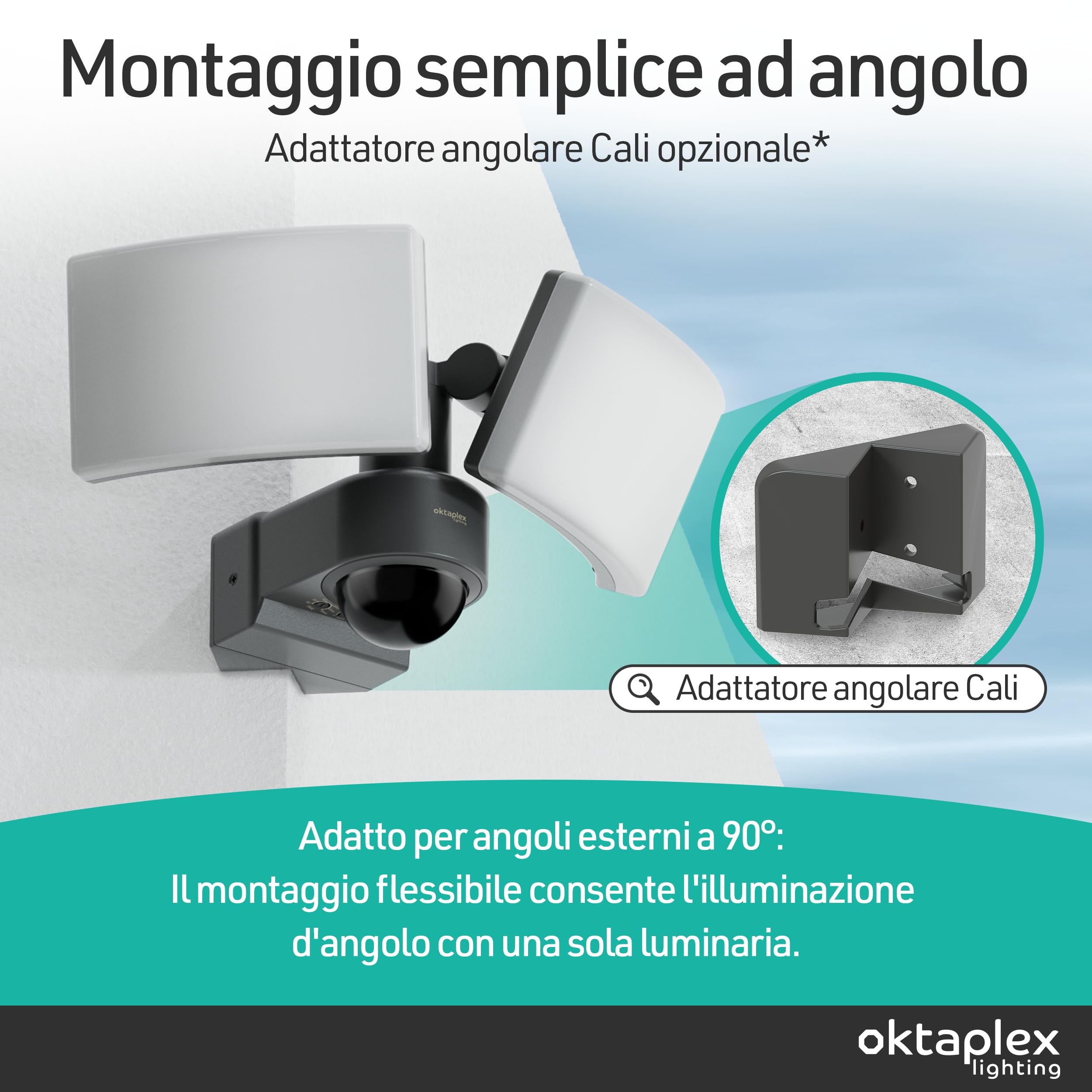 Oktaplex lighting Okatplex faretto LED per esterni 40W con sensore di movimento IP65 4450lm telecomando incluso Proiettore LED Cali bianco caldo 3000K antracite