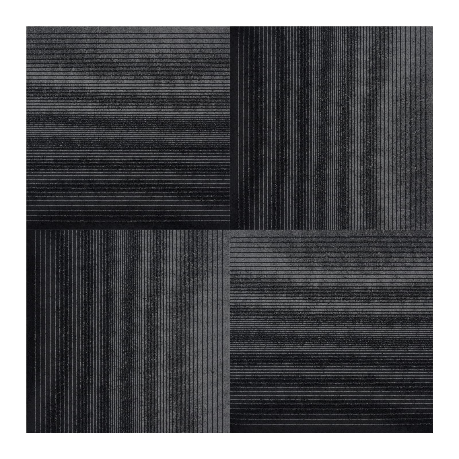 Carpet Tiles, Carpet Squares, Office Carpet Tiles Removable, Carpet Tile Flooring for Basement, 20" x 20" Berber (Loop Pile), Gradient Black, 0.24" Pile Height (12 Tiles, 32 sqft/Box)