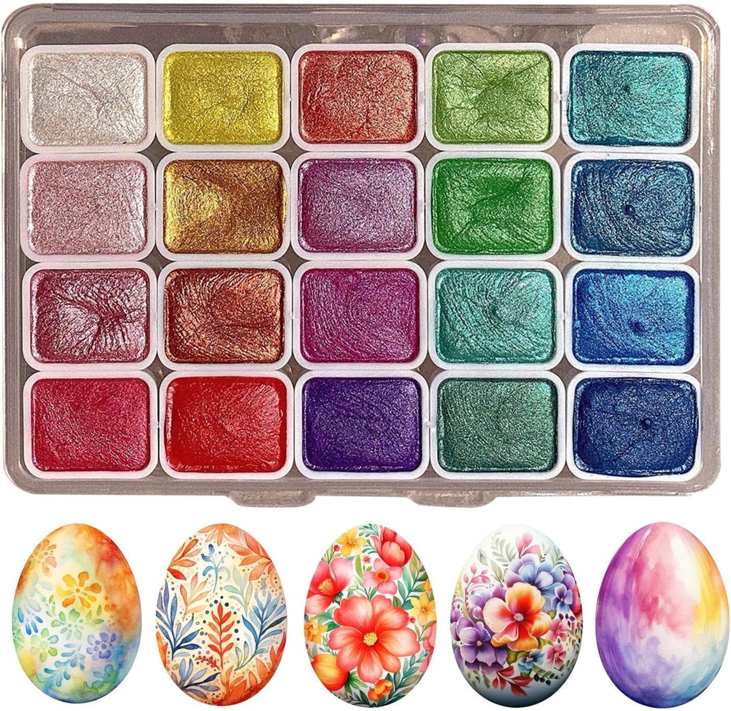 Amazon | 固形水彩絵の具 メタリック 水彩画セット 20色セット 固体