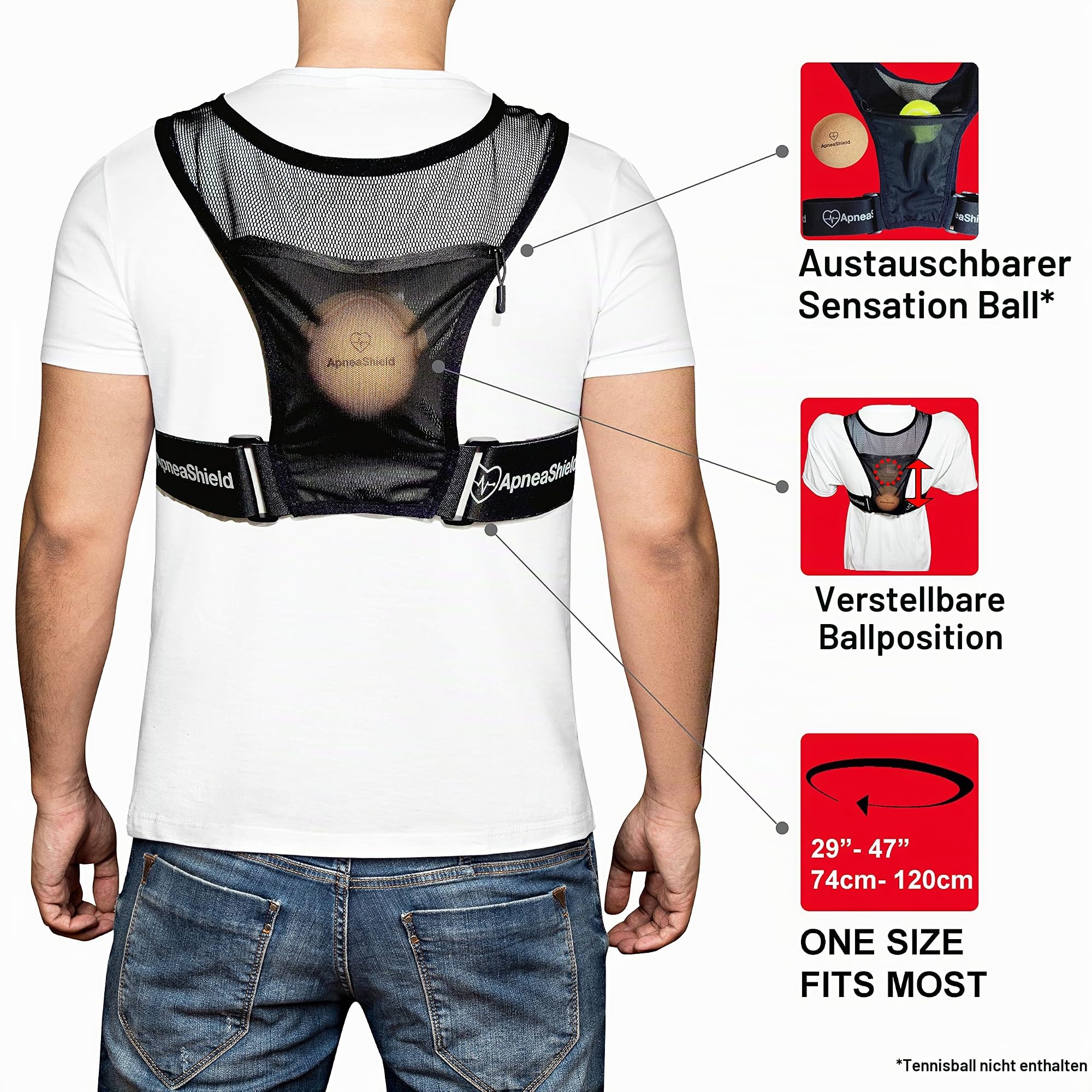 Schlafpositionstrainer zum Schlafen auf der Seite | Anti-Schnarch-Lösung | Leicht, bequem, effektiv bei der Reduzierung der Schlafzeit | Originelles Rückendruckball-Design