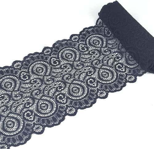 IDONGCAI Black Wide Elastic Lace Trim for Sewing - Lace