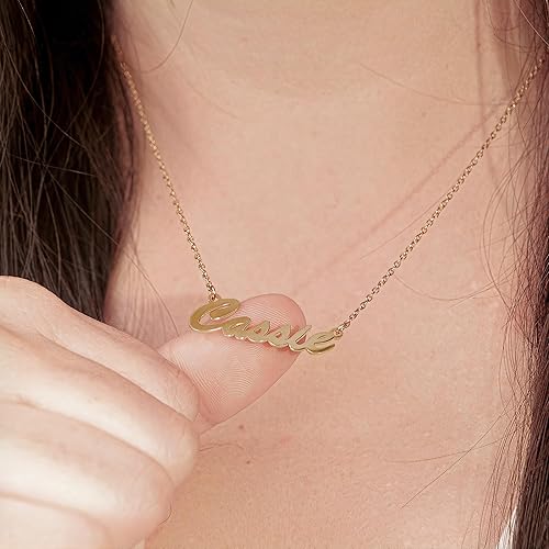 Miniatura 3 de PicturesOnGold.com Collar con nombre personalizado para mujer, collar con nombre personalizado en plata de ley u oro, collar personalizado con