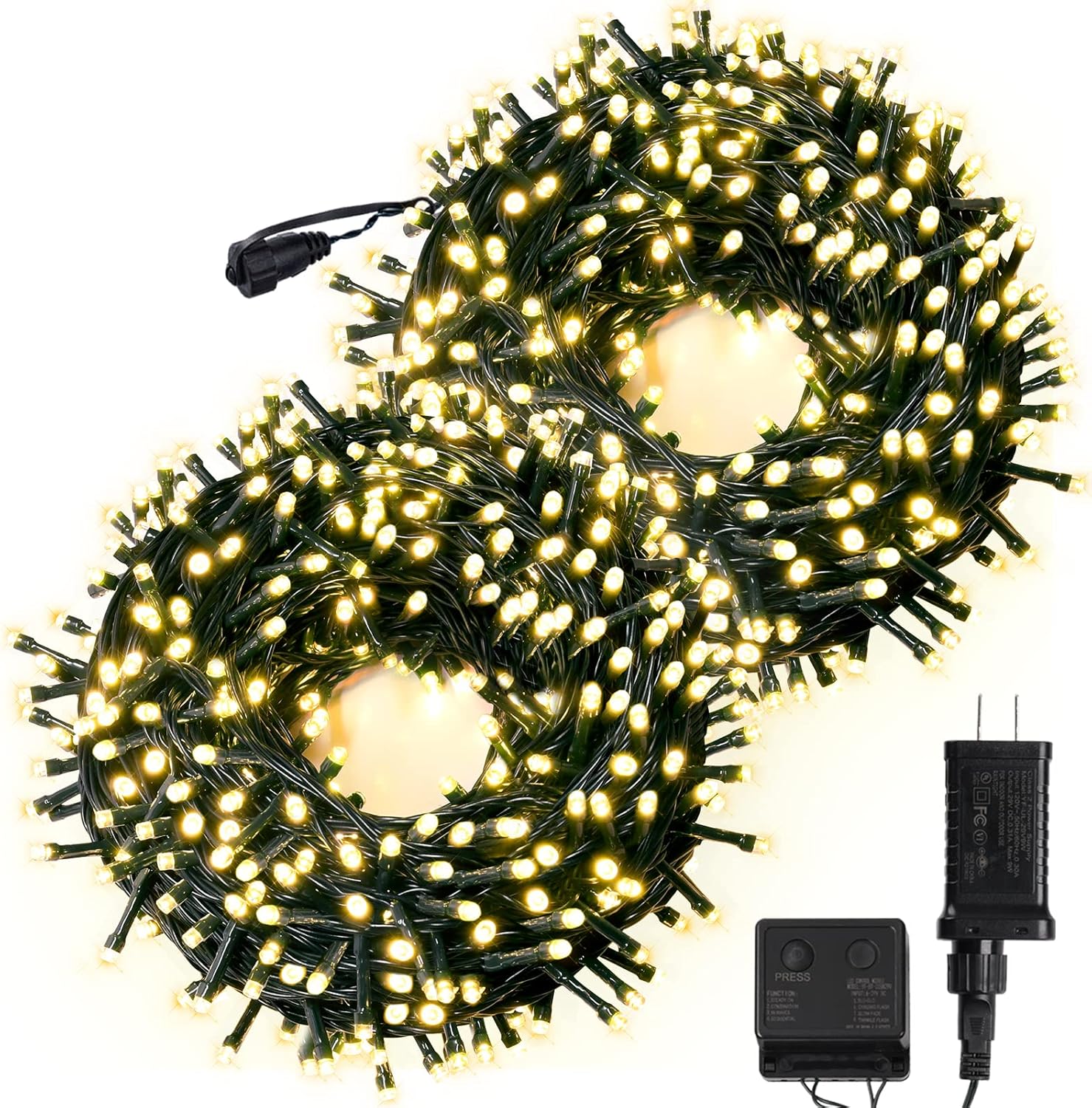 Exсluѕіvе BOLTLINK Outdoor Christmas String Lights, Indoor Outside 500 LED 176ft Christmas Tree Fairy Twinkle Decorative Lights UL Certificated for Halloween Wedding Party Patio Garden Holiday, Warm White