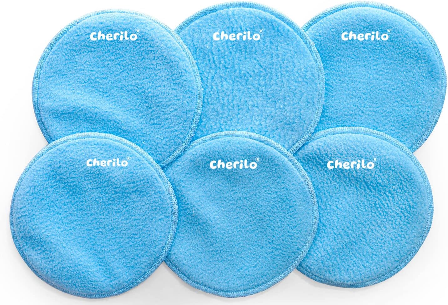 Cherilo Reusable Breast Pads for Feeding Mothers, High Absorbent Nursing Pads for Breastfeeding, Skin Friendly Nipple Pads for Women, Maternity Feeding Pads for Mothers with 3 Layer Overnight Protection, Washable, Sky Blue, 6 Pcs