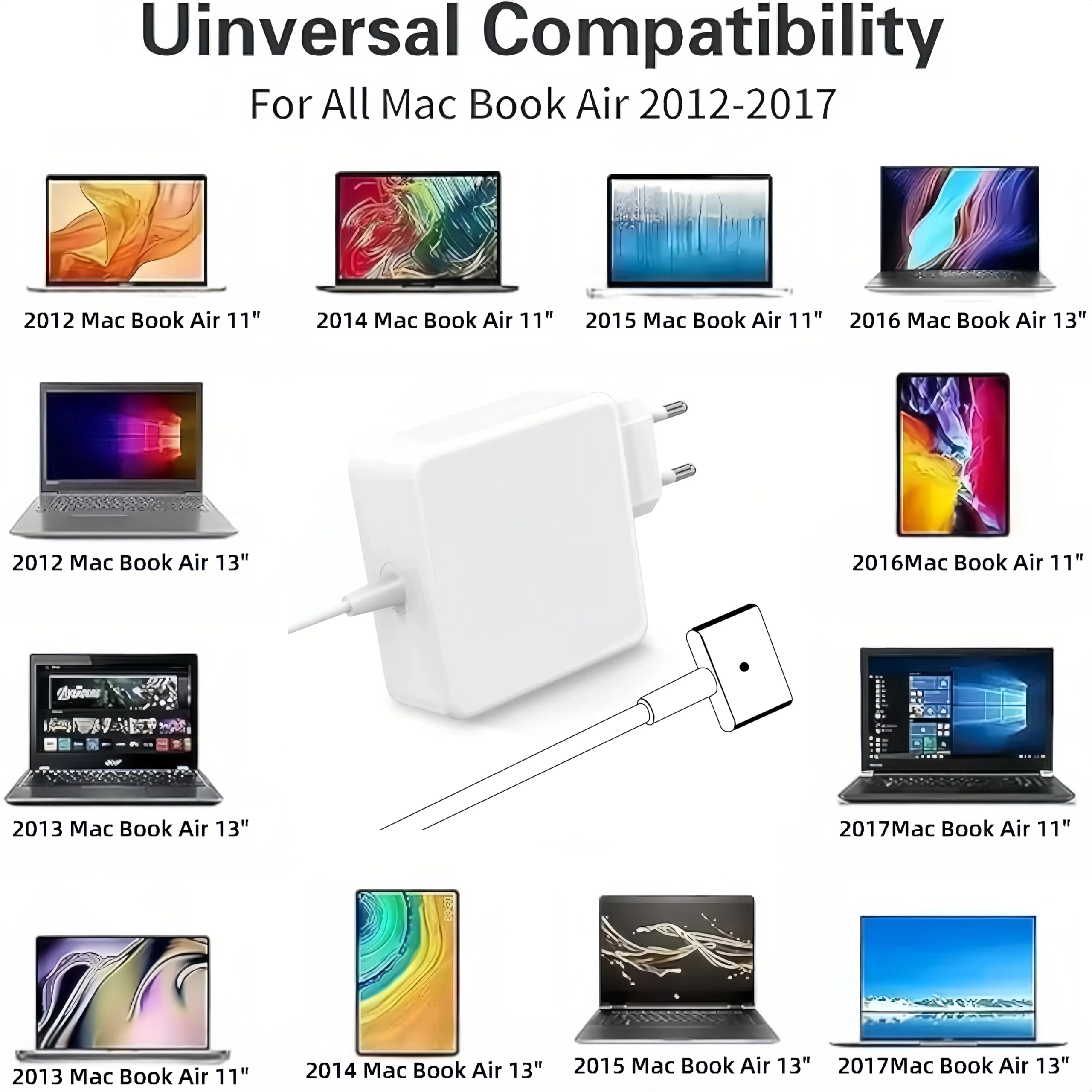 SCOVEE 60W T-Tip Caricatore MacBook Pro, Adattatore T-Tip 60W Rapido Compatibile con Mac Book Air & Mac Book Pro 11 '' e 13 '' pollici 2012~2018,Modello A1425, A1435, A1502, A1465