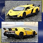 GUOKAI Remote Control Car, 1/24 Scale RC Sport Racing Toy Car, Compatible with Lamborghini Veneno Licensed RC Hobby Model Vehicle for Boys Kids and Adults(Yellow)