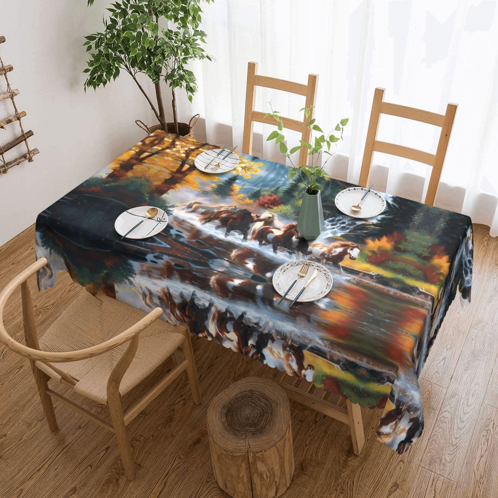 MROWYC Horses Printed tablecloths are suitable for hotels, picnics, and parties, and can effectively protect the tabletop