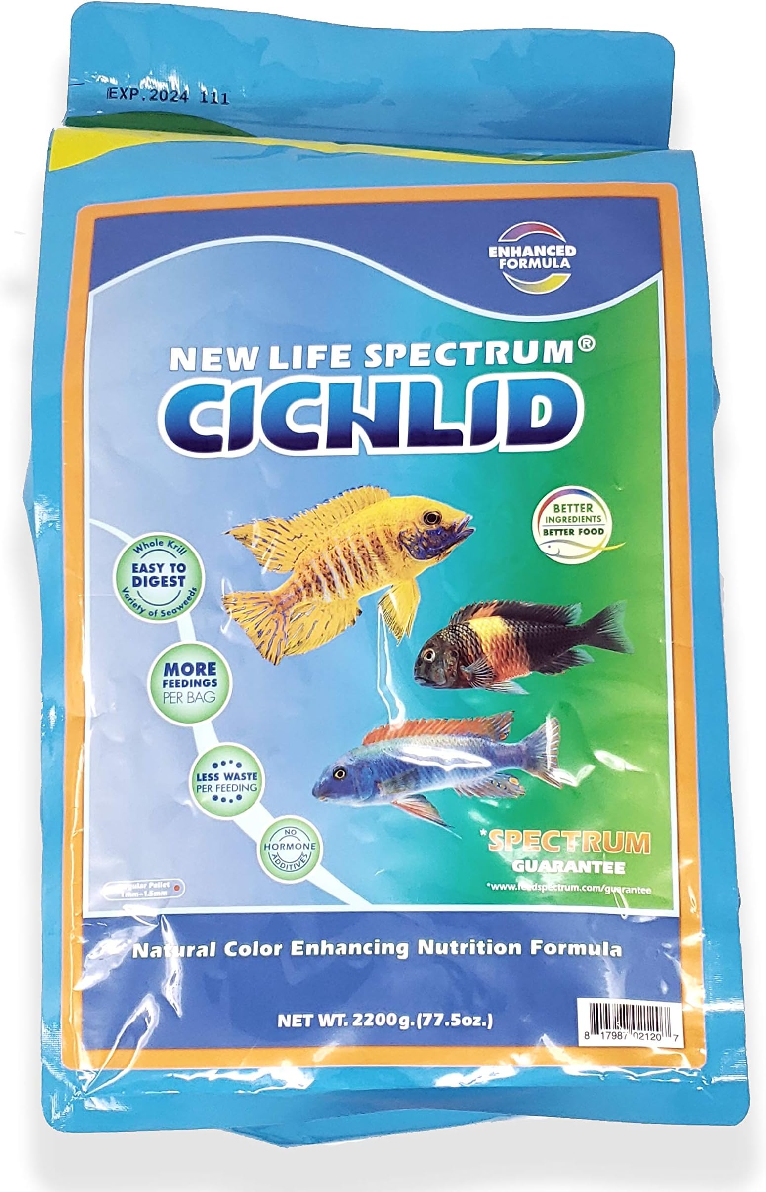 Gingerbread Tropical Fish New Life Spectrum Naturox Cichlid Formula for Freshwater Bag 2200g