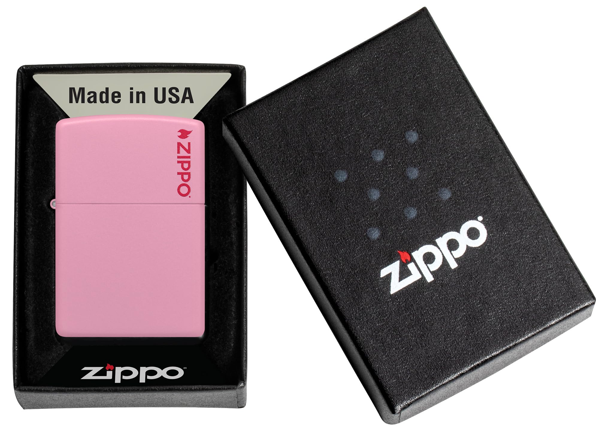Zippo Mechero de Llama y círculos, Cromo de Alto Pulido, láser Two-Tone, Recargable, Reutilizable, diseño Resistente al Viento, Caja de Regalo, Fabricado en Estados Unidos