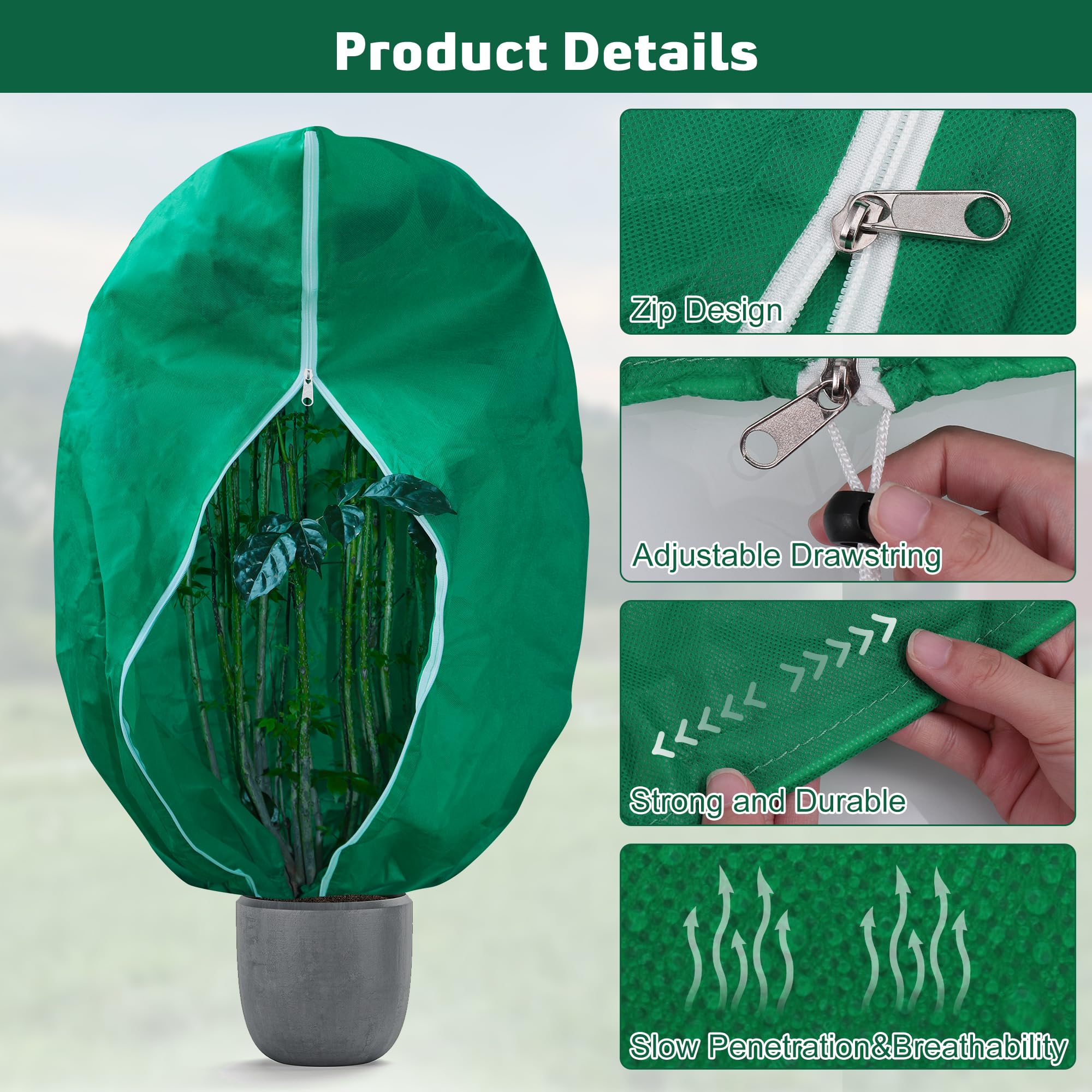 2 Housses Hivernage Plantes 80x120cm - Protection Gel, Neige & Vent - Avec Zip Et Cordon - Blanc