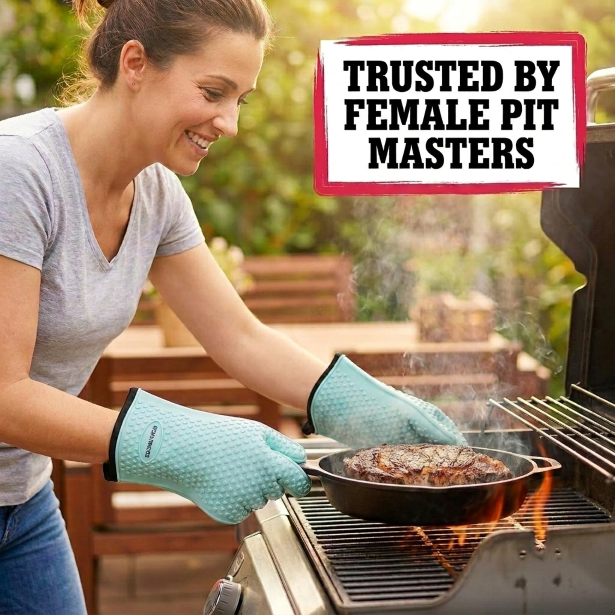 KITCHEN PERFECTION Silikonowe rękawice do piekarnika - ekstremalne żaroodporne rękawice do grilla - uchwyt na gorące jedzenie bezpośrednio na grillu frytownica i pit| wodoodporne rękawice do grillowania gotowania pieczenia|zestaw najwyższej wartości +3 bo