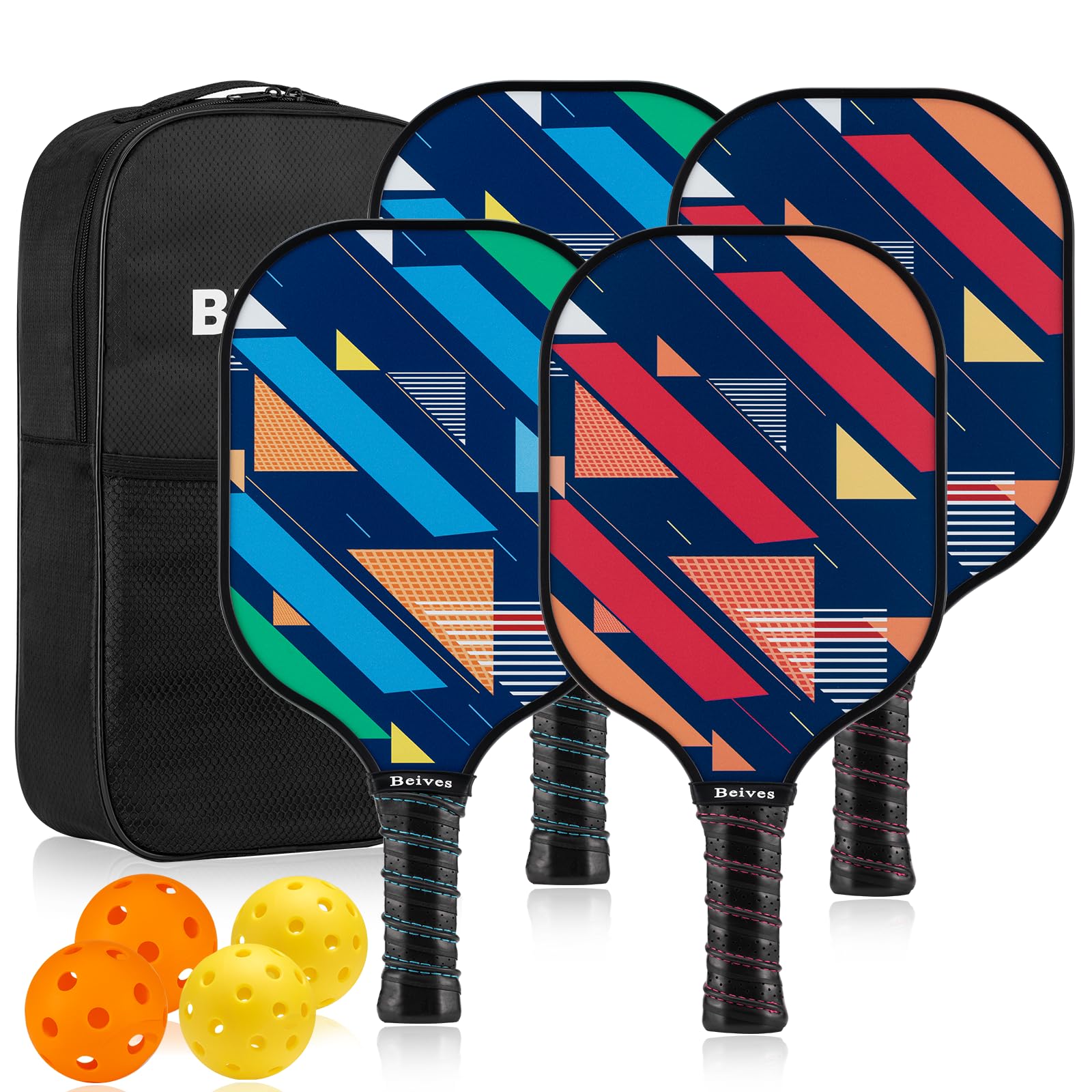 Set di 4 racchette da pickleball leggeri, 4 racchette da pickleball e 4 palline con borsa portatile per il trasporto