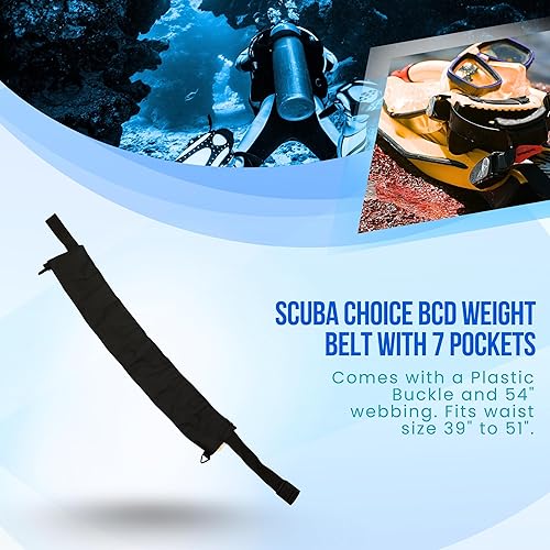 Miniatura 5 de Scuba Choice BCD peso Cinturón con 7Bolsillos Con Hebilla Y 54" Webbing