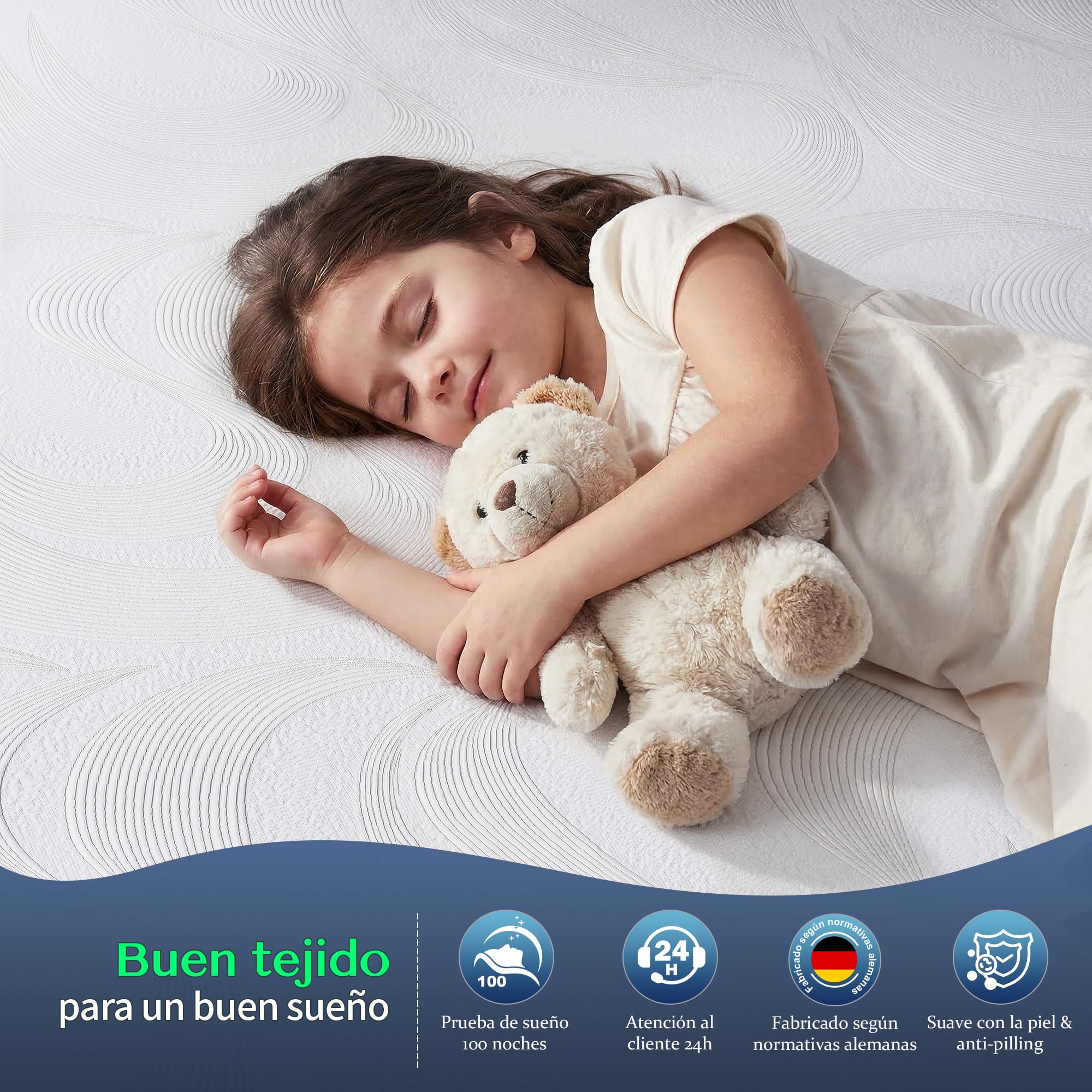 Topper Viscoelástico 140x200 Gel, Grosor 10 cm, Sobrecolchón Suave y Transpirable, Desenfundable y Lavable, Prueba de Sueño 100 Días, para Camping-Car y Colchón
