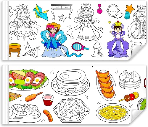 2 rollos de dibujo para niños, rollos de papel adhesivo para colorear con lápiz de color, Doodle Scroll DIY pintura para niños y niñas de 3, 4, 5,