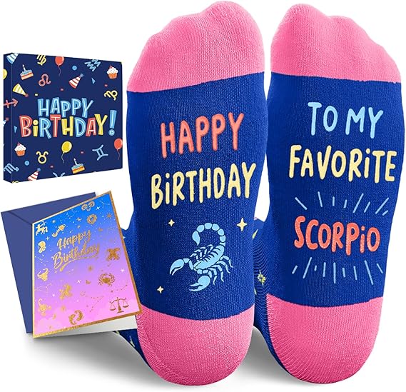 HAPPYPOP Zodiac Gifts Birthday Gifts for Women Men - Astrology Constellation Horoscope Gifts, Fuzzy Space Galaxy Socks Teens