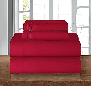 Luxury Soft 1500 Premier Egyptian 4-Piece Premium Hotel Quality Wrinkle Resistant Coziest Bedding Set, Easy All Around Elastic Fitted Sheet, Deep Pocket up to 16inch, Queen, Burgundy