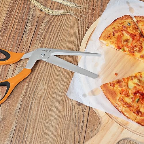 Miniatura 7 de Tijeras para pizza, cortador de pizza con hoja de acero inoxidable afilada de grado alimenticio y mango de agarre suave, tijeras de cocina