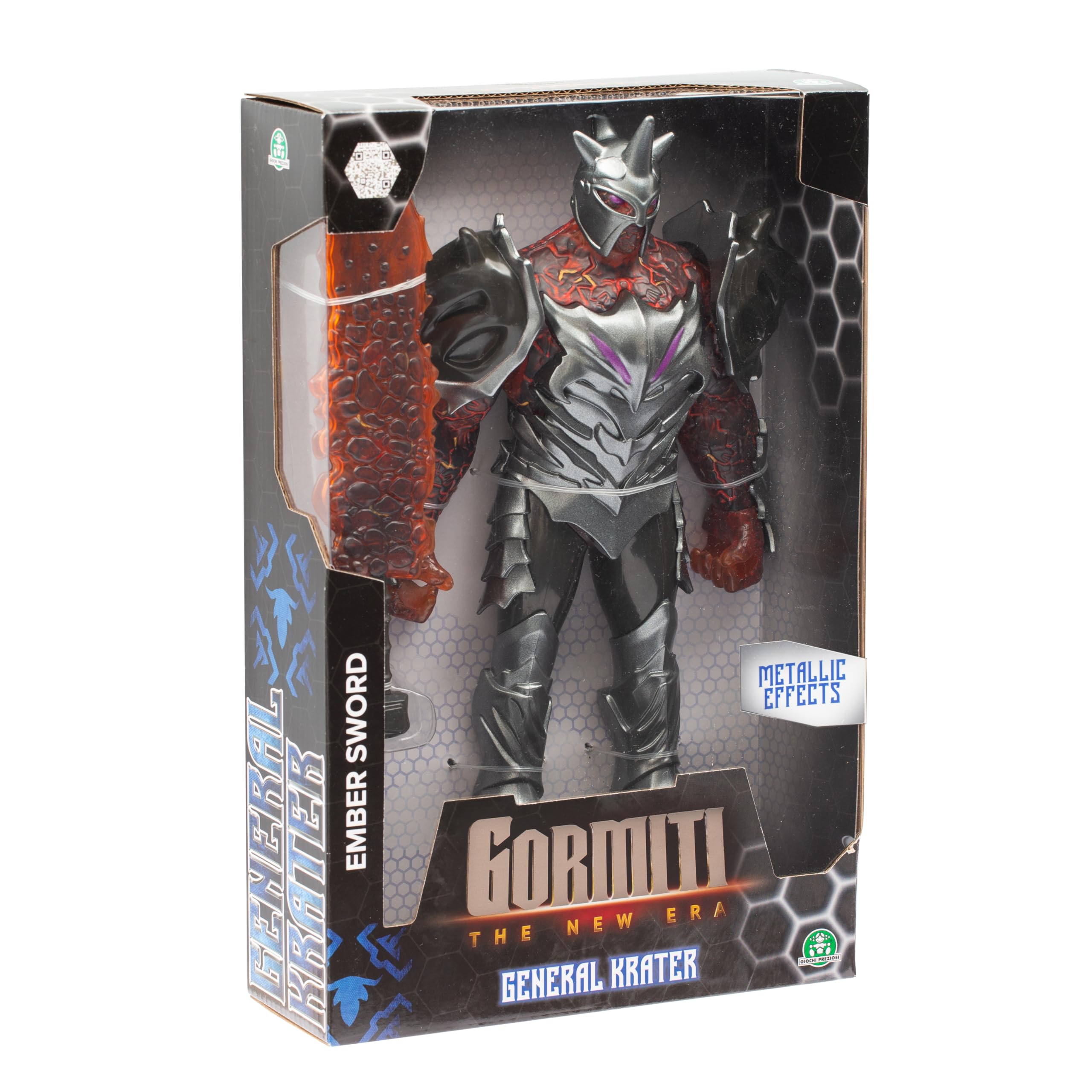 GORMITI THE NEW ERA, Villain General Krater Enemy, przegubowa figurka akcji 27 cm, rywal z bronią Bracelama, dla dzieci od 4 lat