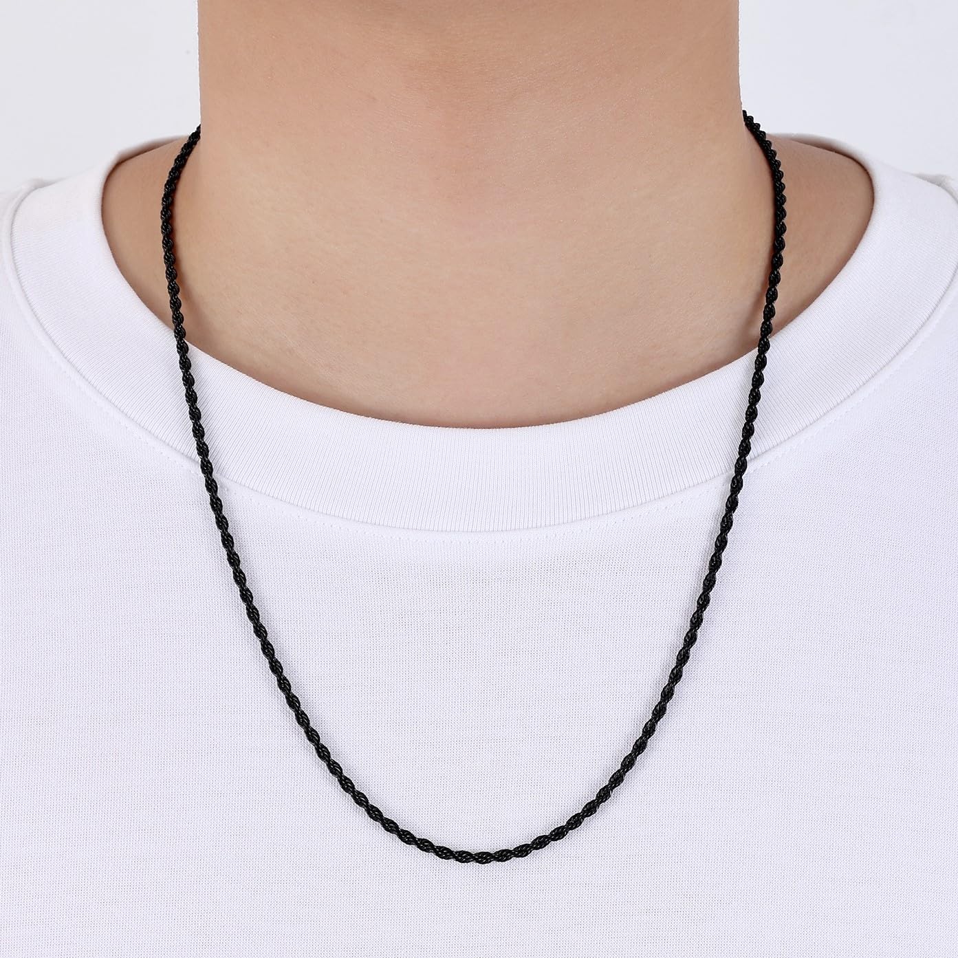 Fiusem 18K Gold Plated Rope Chain for Men, 18K Gold Plated/Black Chain Necklace, Stainless Steel Necklace for Men and Women, Valentine's Day Jewelry Gifts - Image 3